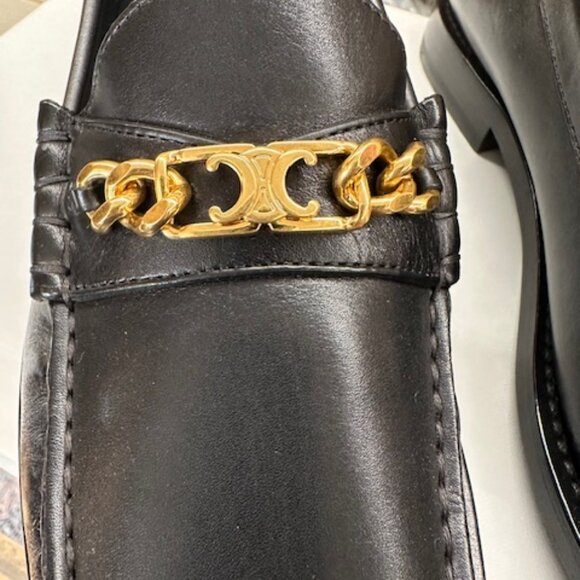 Celine Black Leather Loafers Women's Size 37 - Picture 5 of 7